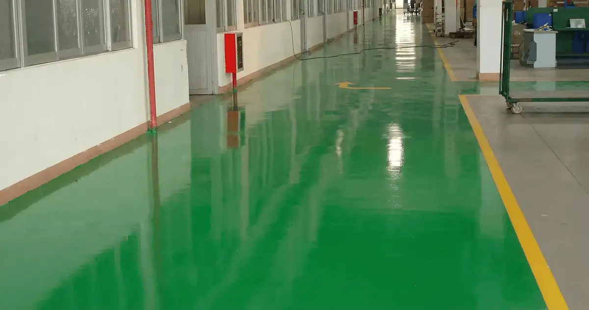 A factory floor professionally covered and marked with epoxy flooring in Saint Louis, MO