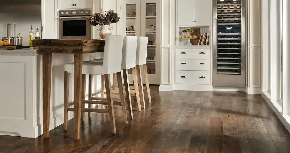 Professionally installed and refinished hardwood flooring in a residential home, showcasing smooth finish and natural wood tones in Saint Louis, MO